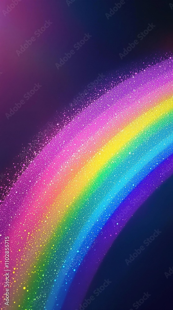 Fototapeta premium Shimmering multicolored rainbow with a sense of depth and dimensionality, shimmering plane, sculptural design, layered colors, radiant layering, luminous facets