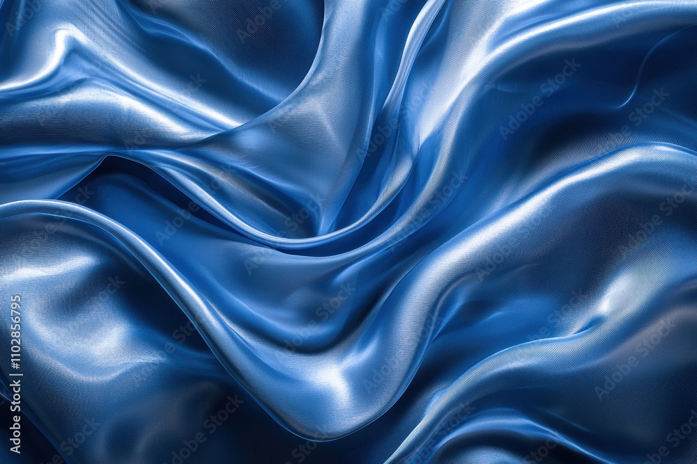 Obraz premium macro shot of satin blue acrylic surface, showcasing its smooth and flowing texture. vibrant blue color adds sense of elegance and depth to image