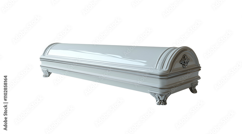 PNG, Funeral, mourning, white coffin, isolated on white background, generated by artificial intelligence, AI. PNG, Funeral, mourning, white coffin, isolated on white background, generated by artificial intelligence, AI.