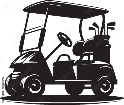 Golf cart vehicle silhouette vector illustration isolated on a white background