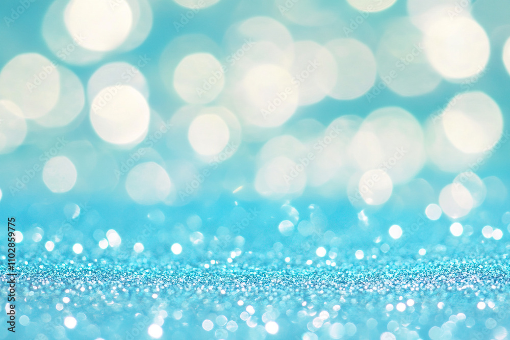 Obraz premium Blue abstract festive background with sparkles and glitter
