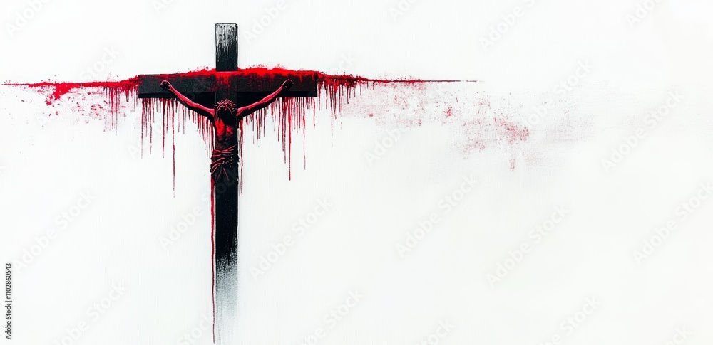 Crucifix With Blood Dripping On White Background Symbolic crucifix-with-blood-dripping-on-white-background-symbolic