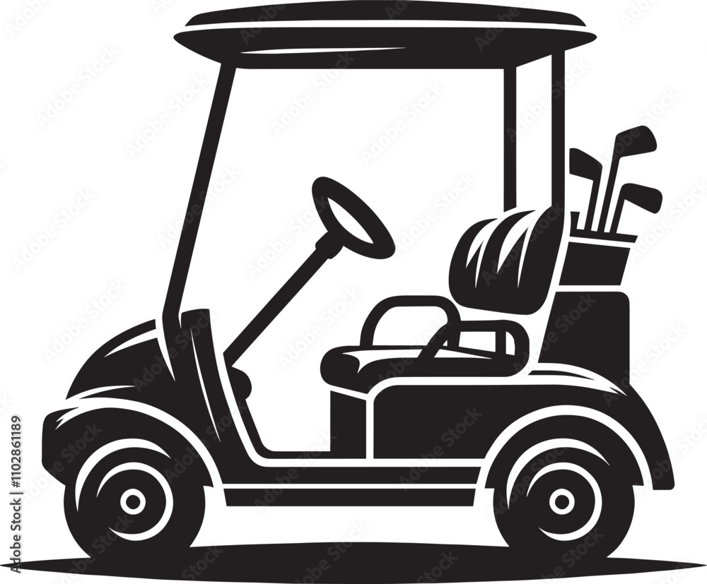 Golf cart vehicle silhouette vector illustration isolated on a white background Golf cart vehicle silhouette vector illustration isolated on a white background
