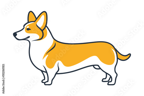 Minimalist Line Drawing of Pembroke Welsh Corgi  Vector Illustration