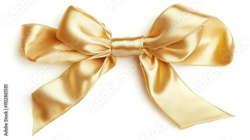 A luxurious golden ribbon tied into an elegant bow with long flowing tails