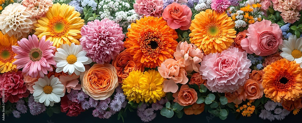 A vibrant arrangement of assorted flowers in various colors, showcasing a beautiful blend of nature's blooms. A vibrant arrangement of assorted flowers in various colors, showcasing a beautiful blend of nature's blooms.