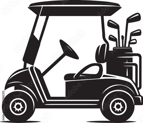 Golf cart vehicle silhouette vector illustration isolated on a white background