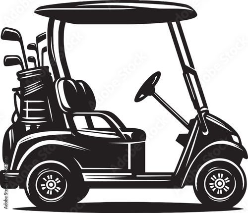 Golf cart vehicle silhouette vector illustration isolated on a white background