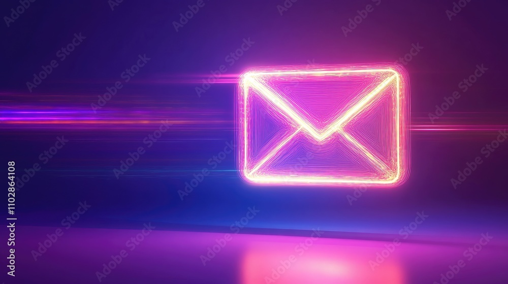Neon Light Style Email Icon with Vibrant Glow and Motion Effects for Digital Communication and Marketing Purposes in Dynamic Background Neon Light Style Email Icon with Vibrant Glow and Motion Effects for Digital Communication and Marketing Purposes in Dynamic Background
