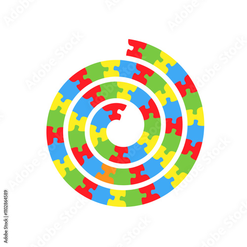 Spiral puzzle colorful vector isolated on white background.
