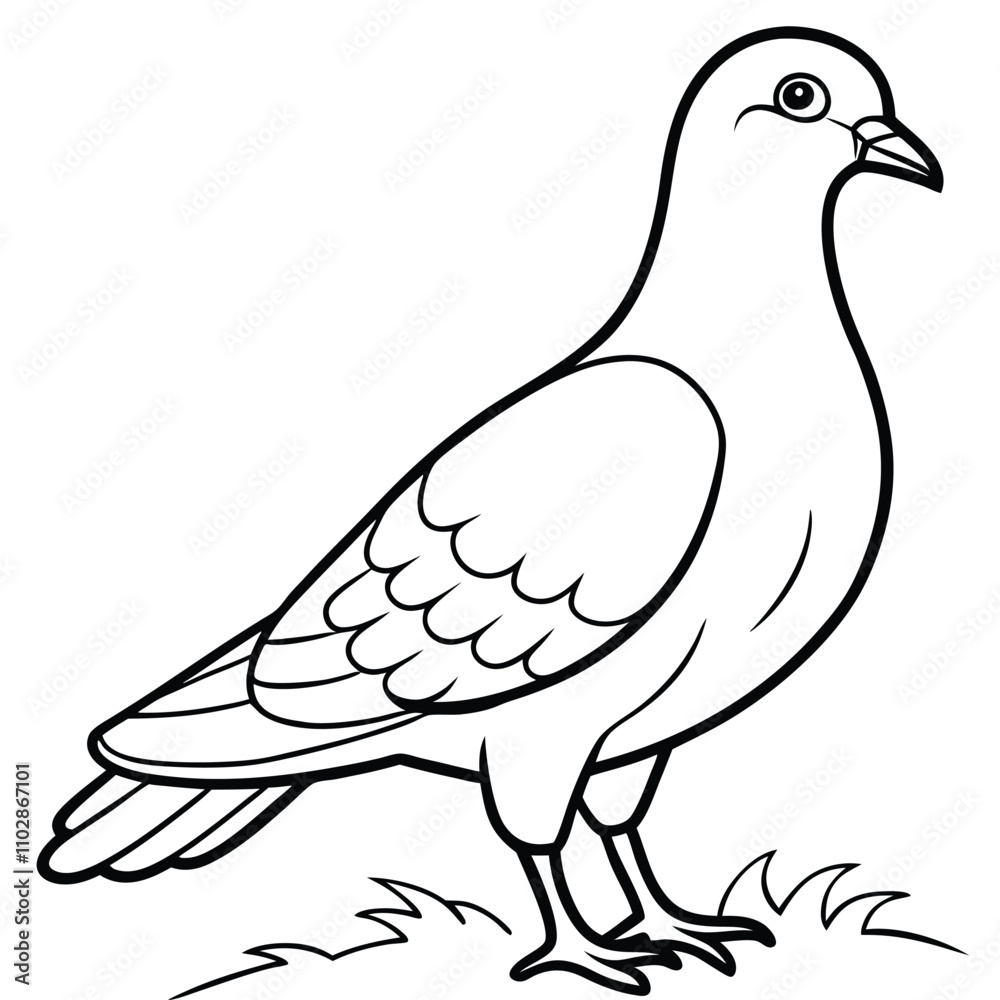 Beautiful Pigeon on the Grass Vector Illustration Beautiful Pigeon on the Grass Vector Illustration
