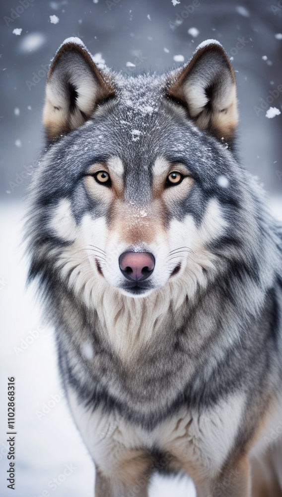 generative AI, grey wolf in the snow generative AI, grey wolf in the snow