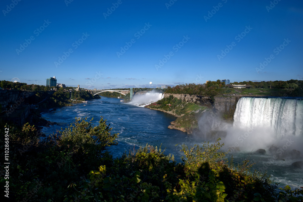 Niagara Falls - Niagara River to Rainbow Bridge with American Falls Niagara Falls - Niagara River to Rainbow Bridge with American Falls
