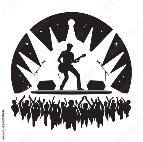 Guitarist silhouette vector illustration 