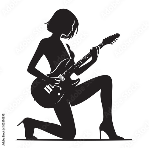 Guitarist silhouette vector illustration 