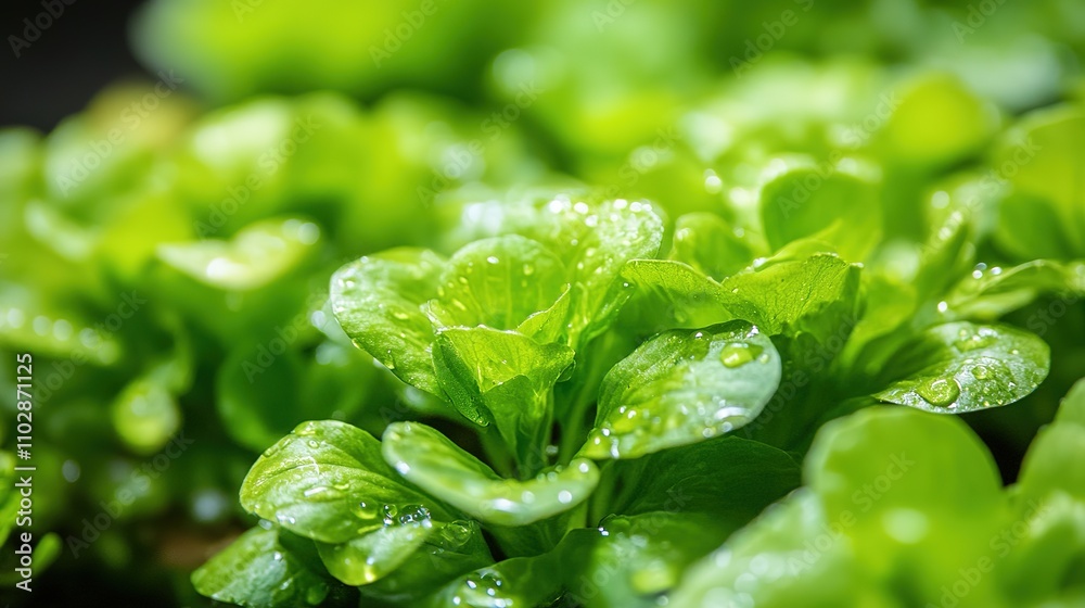 A close-up of hydroponic vegetables thriving in nutrient-rich water without soil. A close-up of hydroponic vegetables thriving in nutrient-rich water without soil.