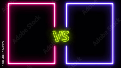 neon Versus VS Battle  background animation on black background, animated VS versus bars neon background. photo