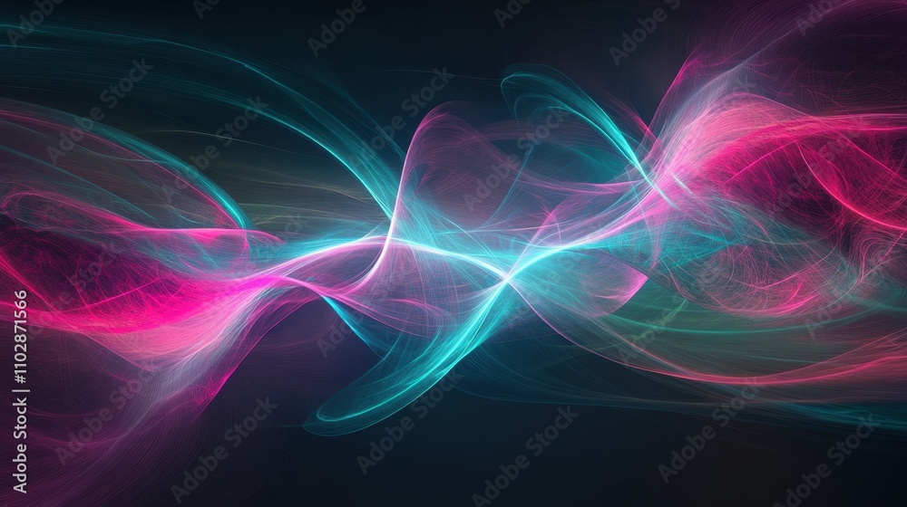 Fototapeta premium Glowing Flow of Colorful Light Against a Dark Background with Refined Swirls and Highlights