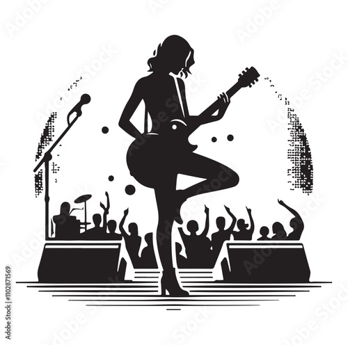 Guitarist silhouette vector illustration 