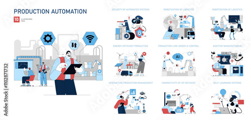 Production Automation. Flat Vector Illustration