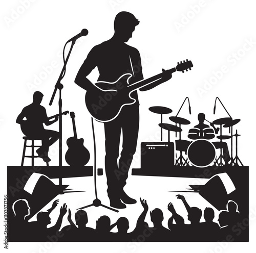 Guitarist silhouette vector illustration 
