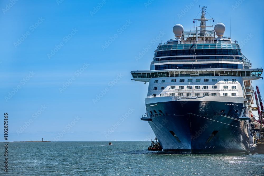Luxury cruise ship docked in port Luxury cruise ship docked in port
