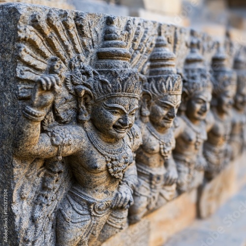 Intricate Stone Carvings of Deities and Figures