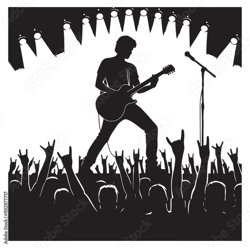Guitarist silhouette vector illustration 