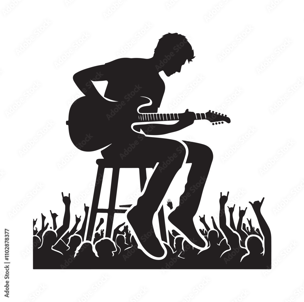 Fototapeta premium Guitarist silhouette vector illustration 