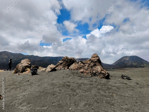 A breathtaking view of Mount Bromo, Indonesia. photo