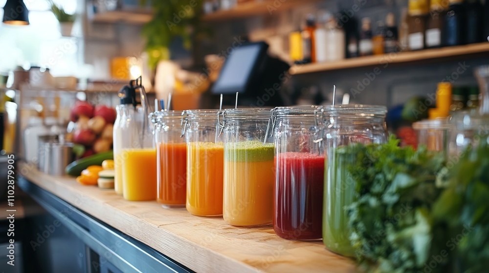 A juice bar preparing fresh vegetable juice for a customer. A juice bar preparing fresh vegetable juice for a customer.