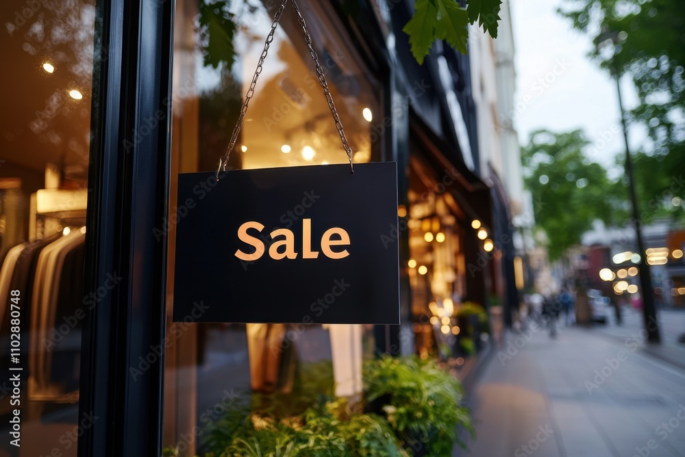 Obraz premium A sign hanging from a window that says Sale