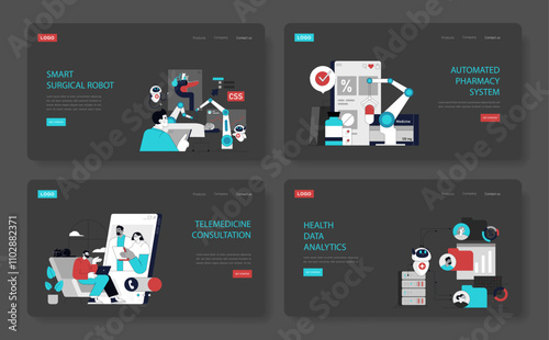 Automation In Healthcare. Flat Vector Illustration