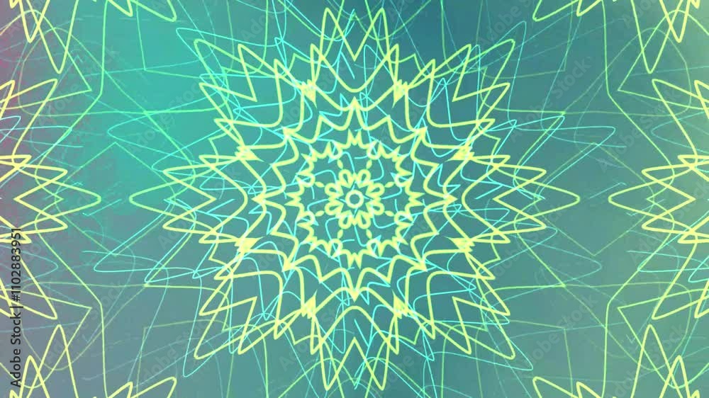 Kaleidoscopic Mandala: Teal, Yellow, and Green Abstract Design Kaleidoscopic Mandala: Teal, Yellow, and Green Abstract Design