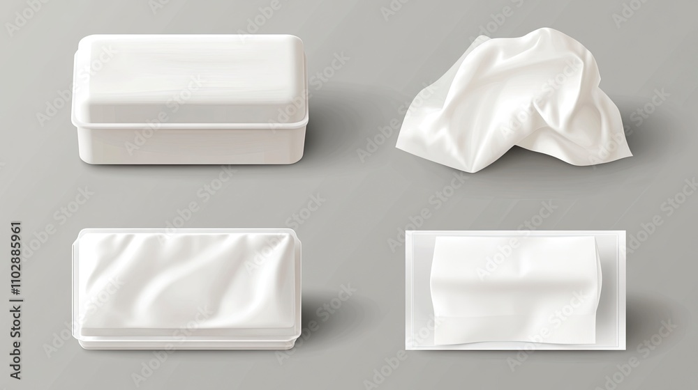 Antibacterial wet plastic packaging template. Blank white box. Foil cosmetic wipes mockup isolated on transparent background. Antibacterial wet plastic packaging template. Blank white box. Foil cosmetic wipes mockup isolated on transparent background.