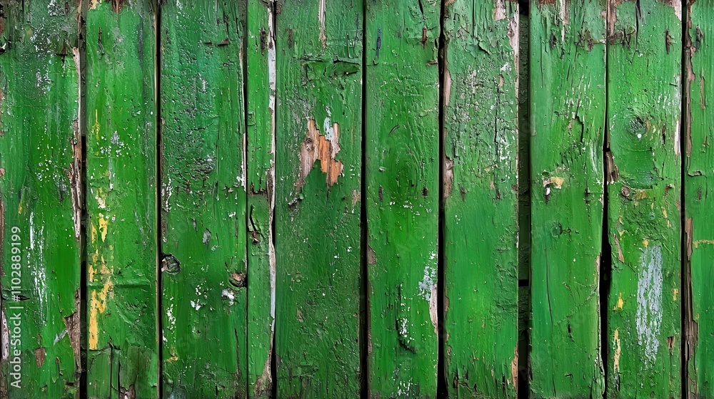 Old green wooden planks with peeling paint, textured surface, rustic background. Old green wooden planks with peeling paint, textured surface, rustic background.