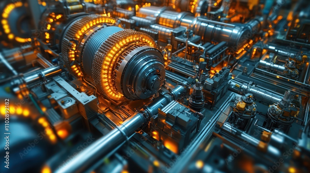 Workers installing smart grids in a renewable energy factory, with hyper-detailed machinery and electrical components Workers installing smart grids in a renewable energy factory, with hyper-detailed machinery and electrical components