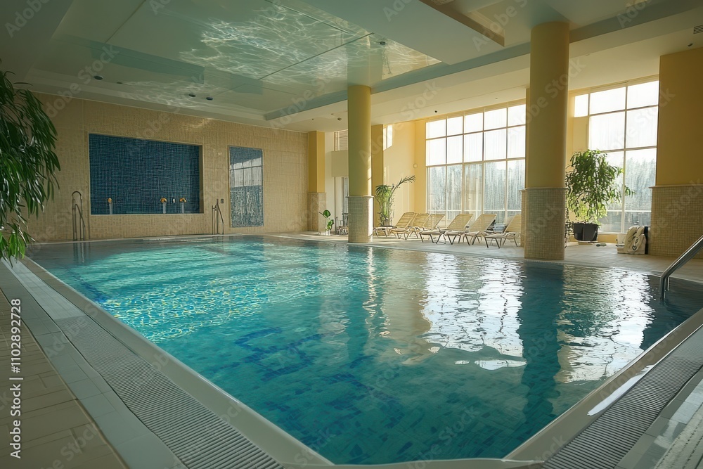 Obraz premium Indoor swimming pool of a water sports center swimming and aquatic exercises