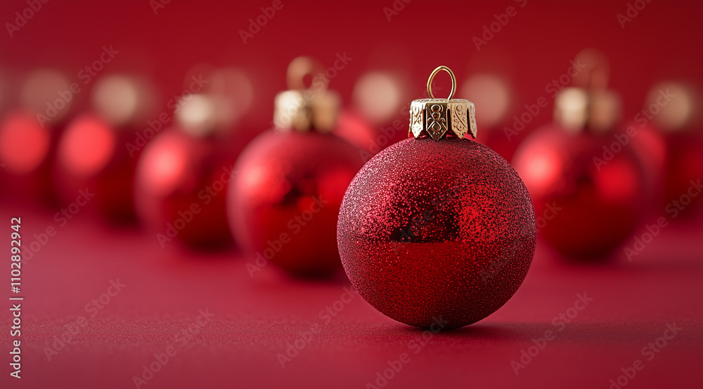 Red Christmas balls, created using Generative AI technology. Red Christmas balls, created using Generative AI technology.