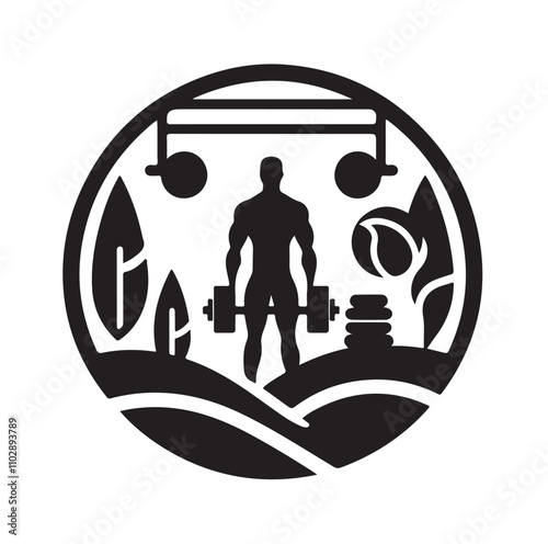 Gym logo Silhouette vector illustration