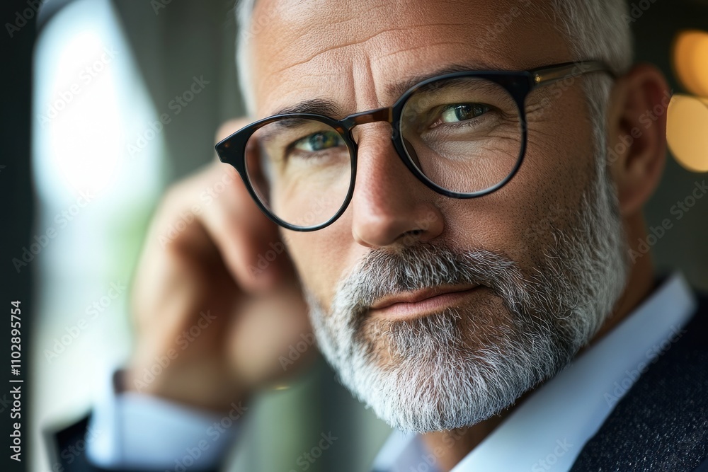 Middle-aged businessman wearing glasses Middle-aged businessman wearing glasses