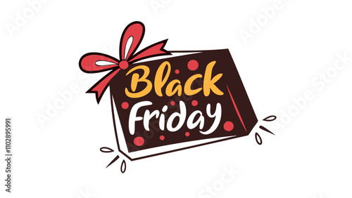 Black Friday sicker red and black typography sale tag banner isolated on transparent background