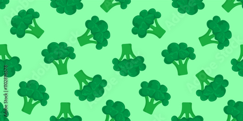 broccoli seamless pattern print design on green background vector illustration