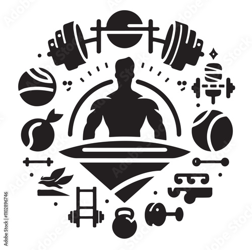 Gym logo Silhouette vector illustration