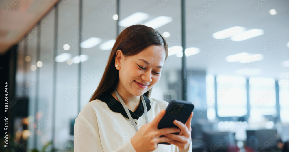Cellphone, happy and businesswoman in office with email, networking or communication for investment. Technology, contact and Japanese female financial planner with phone for online finance report. Cellphone, happy and businesswoman in office with email, networking or communication for investment. Technology, contact and Japanese female financial planner with phone for online finance report.