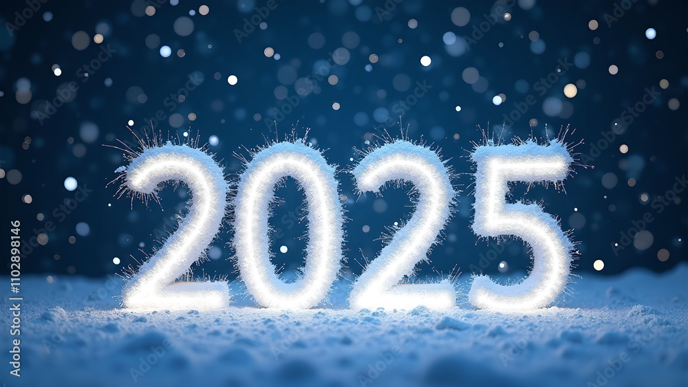 2025 New Year Snow Sparkler. Concept of celebration, hope, and future. 2025 New Year Snow Sparkler. Concept of celebration, hope, and future.