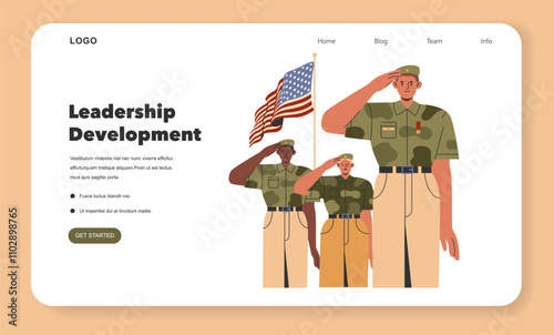 Military Training. Flat Vector Illustration