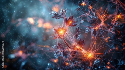 Wallpaper Mural Illuminated nature scene with glowing threads of light abstract concept fantasy environment artistic viewpoint Torontodigital.ca