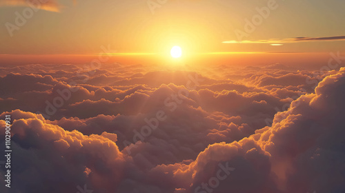 Amazing sunset on sea of clouds