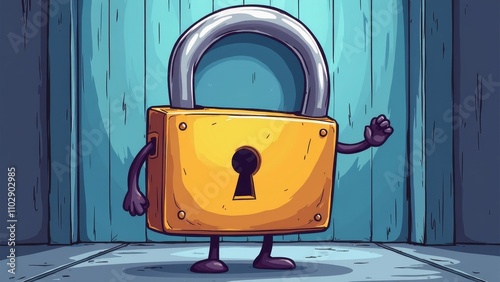 Colorful cartoon lock character as a digital gatekeeper, symbolizing security for online platforms